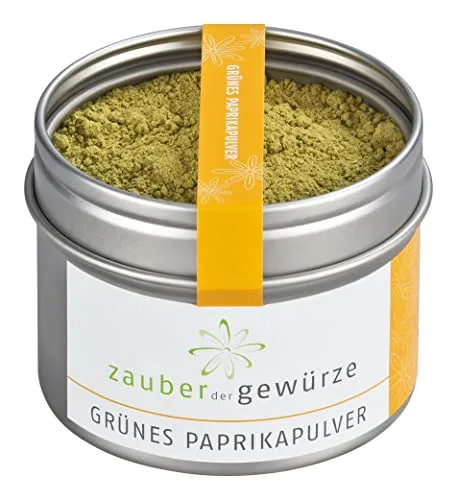 Zauber der Gewürze Grünes Paprikapulver – Paprika grün gemahlen mit milder Paprika-Note für Dips, Marinaden, Saucen, Fisch & Meeresfrüchte sowie Gemüsegerichte und Salate, 50 g