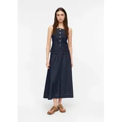 Comma A-Shape Denimrock für stilvolle Outfits - Leichter Denimrock im A-Shape, ungefüttert aus Baumwolle, mit Knopfverschluss und Reißverschluss. Ideal für modische Looks in der Midi-Länge.