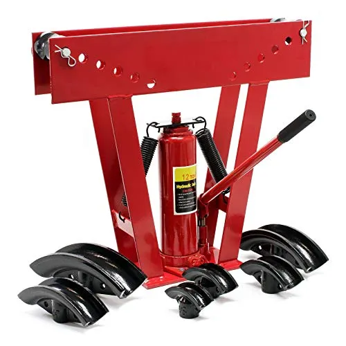 Wiltec Rohrbiegemaschine hydraulisch 12 t - Glätter & Bieger – Präzises Biegen von Rohren bis 90° mit 12 Tonnen Presskraft, ideal für Metallbau und Heizungsbau, inklusive 6 Pressstücken für Flexibilität.