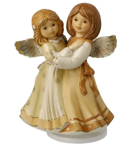 Goebel Engel Fröhliche Weihnachten Spieluhr 15,5 cm - Christbaum- & Feiertagsschmuck, wunderschöne champagnerfarbene Spieluhr mit festlichem Weihnachtslied, perfekt für die festliche Dekoration oder als Geschenk.