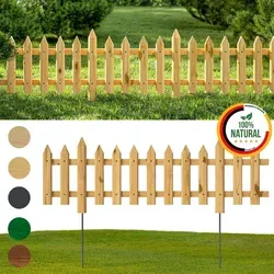 Floranica Gartenzaun 100 cm - Vielseitiger Steckzaun für stilvolle Abgrenzungen - Gartenzäune aus hochwertigem Kiefernholz, robust und einfach zu installieren. Ideal als Beetumrandung oder Vorgartenzaun, mit langlebiger, natürlicher Imprägnierung.