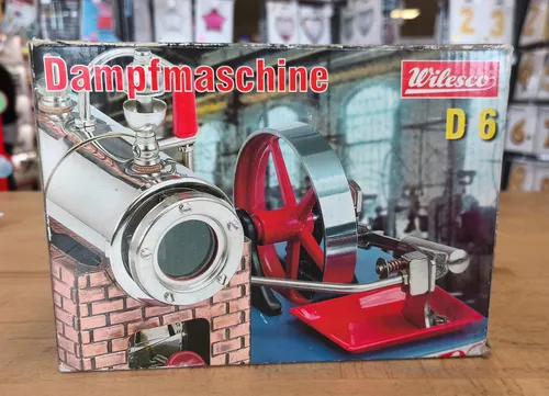 Wilesco Dampfmaschine Modell D6 - Hochglanzpolierter Messingkessel, mit oszillierendem Zylinder und kontrollierbarem Wasserstand