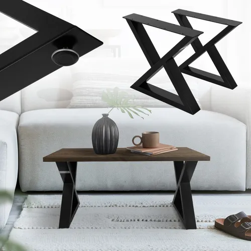 ML-Design Tischbeine 43xH40cm, X-Form aus pulverbeschichtetem Stahl - Möbelfüße im angesagten Industrial-Look, ideal für DIY-Projekte und verschiedene Tischplattenmaterialien. Stabil und ästhetisch, perfekt für Wohnzimmer oder Büro.