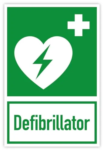 Produktbild Aufkleber Hinweis Kombi Rettungszeichen „Defibrillator“ | 10 x 15 cm Made in Germany