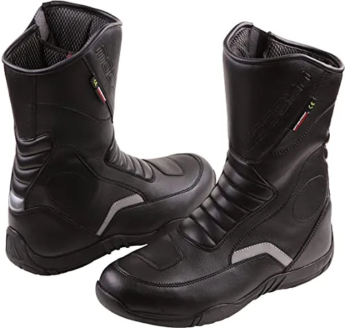 Modeka Blaker Motorradstiefel - Wasserdicht und Atmungsaktiv - Motorradstiefel mit Hipora®-Membrane: 100 % wasser- und winddicht, atmungsaktiv. Ideal für sicheres Fahren bei jedem Wetter dank Knöchelverstärkung und reflektierenden Einsätzen.