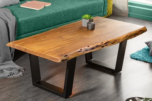 PHOENIX-I Massiver Baumstamm Couchtisch 110cm aus Akazienholz