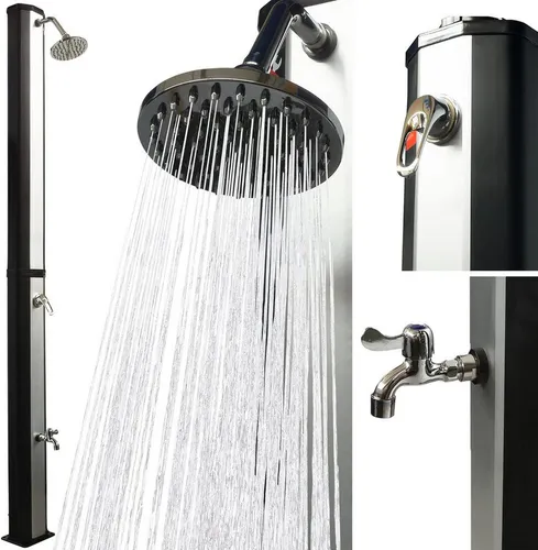 VIESTA Solardusche Garten 35L mit Regenduschkopf & Fußdusche - Gartendusche mit 35L UV-beständigem Tank – Erfrischung ganz ohne Strom! Schnelle Erwärmung durch Sonnenenergie, ideal für Pool und Terrasse.