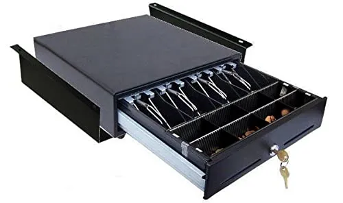 iQCash 330 Geldlade mit Halterung 33x35x10cm - Kassenlade für optimale Organisation, mit 8 Münz- und 4 Scheinfächern. Ergonomisch und platzsparend, ideal für enge Ladentische.