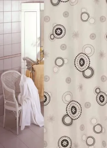 KS Handel 24 Textil Duschvorhang 240x200 cm (Schwarze Kreise)