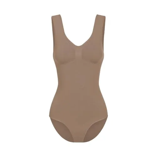 creamy fabrics Damen Figurformender Shapewear Bodysuit mit Shorts – Perfekt unter Kleidern – Starke Kompression für Bauch, Taille & Oberschenkel – Nahtlos & Verstellbare Träger