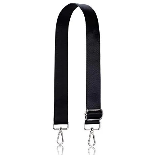 Allzedream Taschengurt Crossbody Bag Damen Breiter Gurt Zum Wechseln Einstellbar Umhängetasche (Schwarz, Silber Hardware)