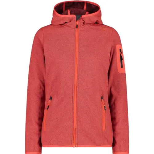 CMP - Damenjacke mit fester Kapuze, Roter Fluo-Mohn-Anthrazit, XS