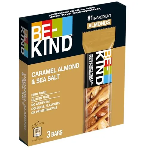 BE-KIND Riegel, glutenfreie Snack-Riegel, Caramel Almond & Sea Salt, hoher Ballaststoffgehalt, ohne künstliche Farb-, Aroma- oder Konservierungsstoffe, 3 x 30 g