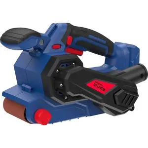 Güde Akku Bandschleifer BSR 18-0 - Schleifmaschinen mit 18V Akku-System, stufenloser Bandgeschwindigkeitwahl und integrierter Staubabsaugung für sauberes Arbeiten und präzise Schleifergebnisse.