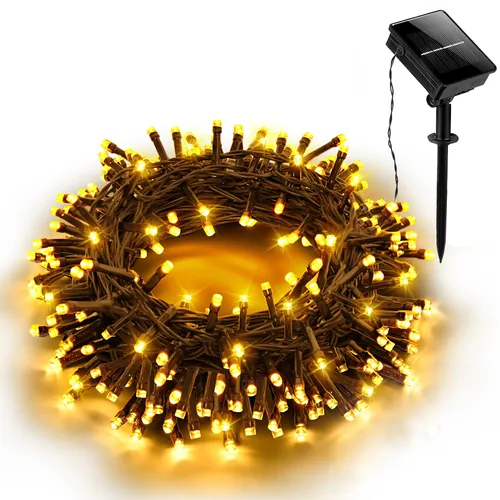 20M LED Solar Lichterketten Innen Außen 8 Beleuchtungsmodi Wasserdicht Outdoor Garten Party Beleuchtung Deko, Warmweiß