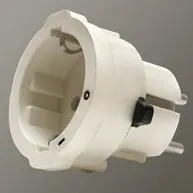 Steckdosenschalter Schuko Stecker schaltbar - Platzsparender Steckdosenadapter in cremeweiß mit gummiertem Gehäuserand und seitlichem Schalthebel, nur 25mm hoch für optimale Raumnutzung.