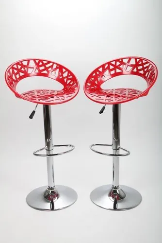 Barhocker Barstuhl Designstuhl Barsessel 2 Stück rot chrom point-home
