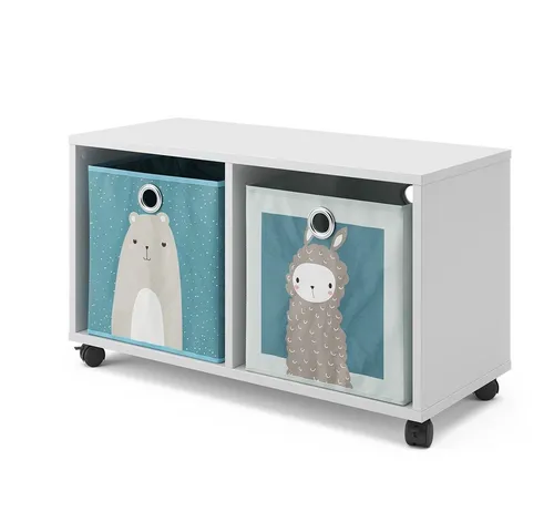 Vicco Bücherregal Weiß mit 2 Faltboxen - Praktisches Kinderregal mit 2 Faltboxen, ideal für Ordnung im Kinderzimmer. Beweglich auf Rollen und perfekt für Bücher und Spielzeug.