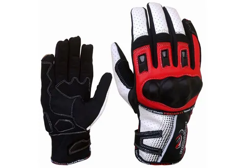 PROANTI Motorradhandschuhe Motorrad Handschuhe Sommer: Leder Textil Mix, Belüftet, Leicht - rot