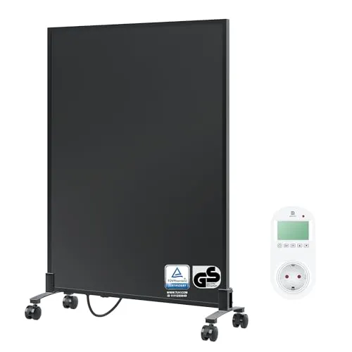 BR Bringer Infrarotheizung Standgerät - 450 Watt - Mobile Elektroheizung mit TÜV-Zertifizierung - Diese mobile Infrarotheizung sorgt für eine schnelle Wärmeverteilung im Raum. Mit praktischen Standfüßen und Rollen ist sie flexibel einsetzbar. Ideal für jeden Raum und sicher dank Überhitzungsschutz.