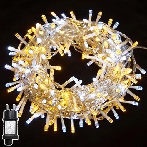 WISD LED Lichterkette 13m, 200er Warmweiß und Weiß