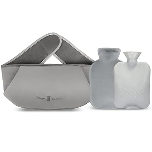 Wärmflasche 1,2L mit Bezug in grau von AOKITO