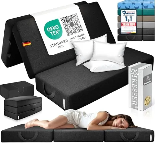 KESSER® Klappmatratze 120 x 195 x 15 cm – Faltbare Gästematratze & Sitzhocker