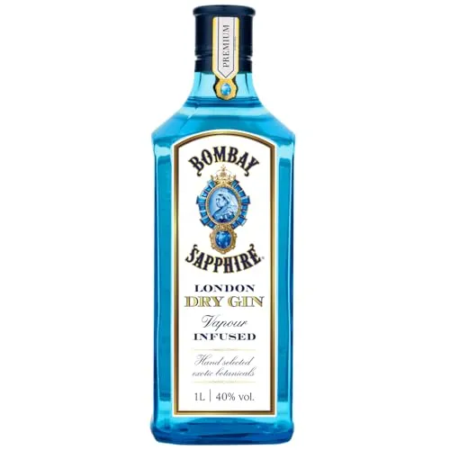 Bombay Sapphire Distilled London Dry Gin 1L - Premium Gin, hergestellt im Dampfinfusionsverfahren mit 10 exotischen Botanicals, ideal für kreative Cocktails und als Geschenk ab 18 Jahren.