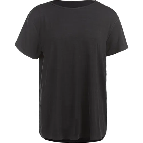 ATHLECIA Women's Lizzy Slub Tee - Funktionsshirt in Schwarz - Funktionsshirt in Größe 42 für sportliche Aktivitäten, ideal für Yoga und Workout; Stretch-Material für optimale Bewegungsfreiheit.