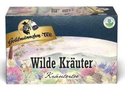 Goldmännchen Tee Wilde Kräuter 20 Beutel - Kräutertee aus der Lebensmittelabteilung, ideal für entspannende Momente mit einer harmonischen Kräutermischung.