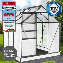 BRAST® Gewächshaus Aluminium mit Fundament 190x190x195cm