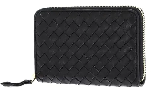 abro Geldbörse Leather Piuma Weaving – Edles Design - Hochwertige Geldbörse aus 100% Lammleder mit elegantem gewebten Design. 8 Kartenfächer, 2 Geldscheinfächer und ein Zipperfach für Münzen. Perfekt für einen luxuriösen Auftritt!