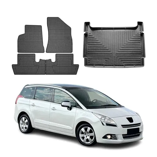OMAC Fußmatten & Kofferraumwanne Set für Peugeot 5008 I (2010-2017) - Fahrzeugspezifische 3D-Fußmatten und Kofferraumwanne aus hochwertigem TPE für perfekten Sitz. Leicht zu reinigen, wasserdicht und rutschfest – ideal für alle Wetterbedingungen.