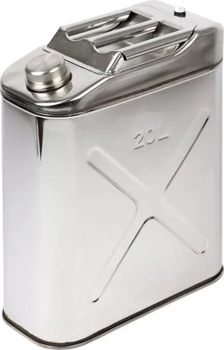 Berger & Schröter 20L Kraftstoffkanister - Edelstahlkanister mit 20L Volumen, ideal für sicheren Transport und Lagerung von Flüssigkeiten. Mit Entlüftungsventil und Sicherheitskette für eine mühelose Handhabung.
