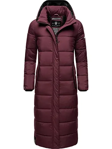 Navahoo Damen Wintermantel Isalie Wine, Steppmantel mit abnehmbarer Kapuze - Modischer Damen Steppmantel in Weinrot mit abnehmbarer Kapuze und praktischen Innentaschen. Der perfekte Begleiter für kalte Tage, kombiniert Stil und Komfort für den Herbst und Winter.