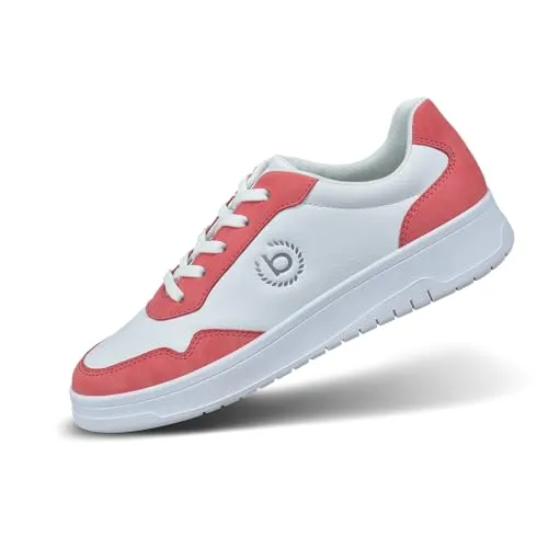 bugatti Damen-Freizeitsneaker mit hellroten Einsätzen - Damen-Sneaker mit herausnehmbaren Innensohlen und smarter Schnürung für individuellen Tragekomfort und einzigartigen Look.