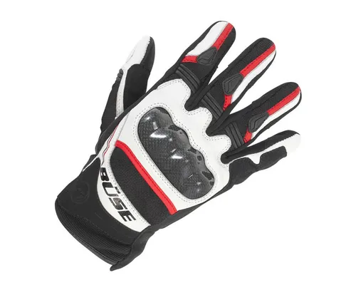 Büse Safe Ride Motorradhandschuhe rot - Hochwertige Motorradhandschuhe aus 50% Leder und 50% Polyester, ideal für Sicherheit und Komfort beim Biken. AEROREADY-Technologie sorgt für optimale Atmungsaktivität.