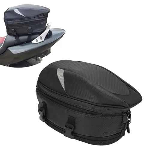 JFG RACING Multifunktionale Gepäcktasche/Sitztasche fürs Motorrad,Kleine Motorrad-Sitzbanktasche aus PU-Leder, Aufbewahrung für Motorradhelm und anderes 18,5 Liter