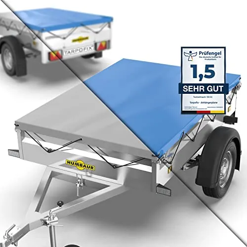 Tarpofix® Anhängerplane 211 x 116 cm mit Planenseil | PVC Flachplane | Verstärkte, wasserdichte Humbaur Anhänger Plane für 750 kg PKW Anhänger | Ideal als Anhänger Zubehör, Abdeckplane für Transport