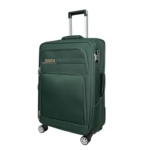 My Travel Bag 3090 Stoffkoffer - Leichter 4-Rollen Trolley in Smaragdgrün - Koffer mit ultraleichtem Design und 360° Rollen-System für müheloses Reisen. Integrierte Dehnungsfuge für bis zu 20% mehr Volumen.