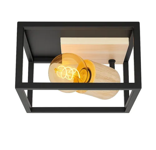 Deckenlampe Retro Holzleuchte - Lampen, stilvolle Deckenleuchte aus Holz und Metall, verstellbar für individuelle Lichtakzente und mit E27-Fassung für flexible Leuchtmittelwahl.