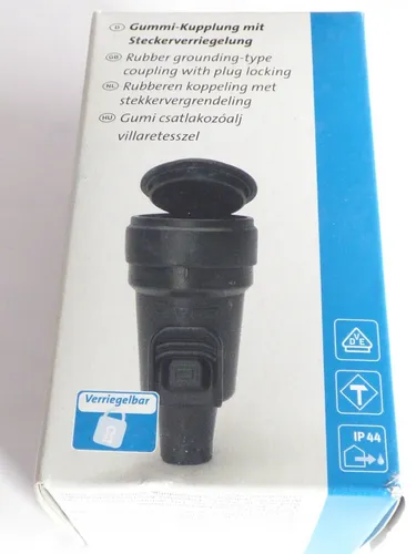 Gummi Kupplung IP44 Verriegelbar schwarz Schutzkontakt Schuko Kopp 180616048