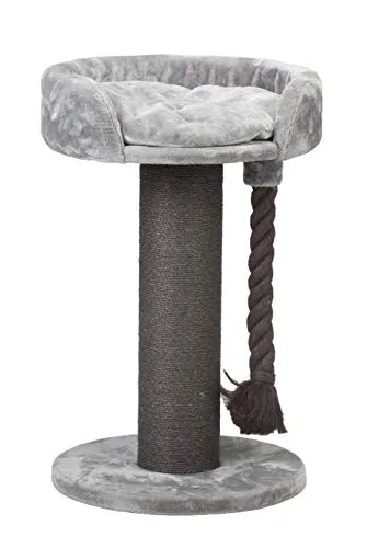 Beeztees Kratzbaum Tura grau - Kratzbaum für Katzen, stabil und komfortabel mit dickem Sisalstamm und hochwertigen Plüschelementen, ideal für große Stubentiger, inklusive Liegeplatz und Spielseil.
