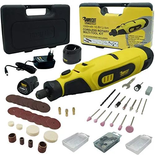 SabreCut CraftMate SCMG002EU Lithium-Ionen 10.8V Kabelloses rotierendes Multifunktionswerkzeug mit 42-teiligem Zubehör