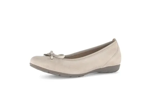 GABOR Ballerina, Damen, Gr. 44, beige (creme) - Klassische Ballerina aus Ziegenveloursleder mit innovativer Hovercraft Luftkammern-Laufsohle für optimalen Komfort und Dämpfung, ideal für Business und Alltag.