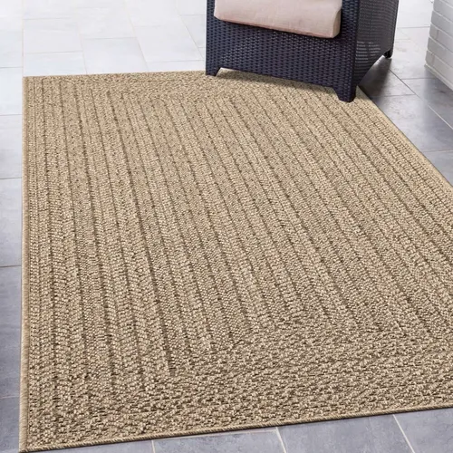 CARPETIA Robuster In- und Outdoor Teppich Läufer 80x150 cm - Vielseitiger Teppich im modernen Jute-Look, wetterfest und pflegeleicht, ideal für Balkon, Terrasse und Esszimmer.