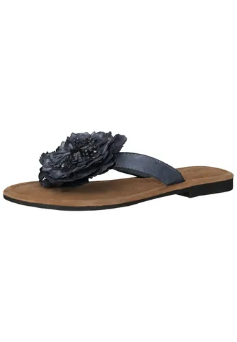 Lazamani Zehensteg Leder Pantolette - Wanderschuhe mit stylischer Blütenapplikation, aus hochwertigem Leder für hohen Tragekomfort und atmungsaktives Fußbett – ideal für warme Sommertage!