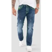 Rock Creek Jeans Blau - Regular Fit - Vielseitige Herren Jeans in Blau für Arbeit, Freizeit und Urlaub. Mit coolen Waschungen im Used-Look und gerade geschnittenen Beinen für optimalen Tragekomfort.