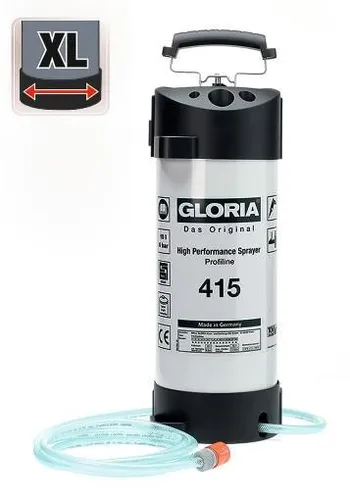 GLORIA Wasserzuführgerät Typ 415 - Sicherheitsventile für externe Wasserversorgung, 10 L Füllinhalt, max. 6 bar Druck, inkl. Gewebeschlauch und Sicherheitsventil für sicheren Betrieb.