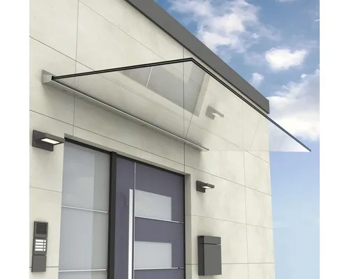 ARON Vordach Avignon 2000x1000 mm Wandanschluß Aluminium EV1 VSG 16mm klar mit L